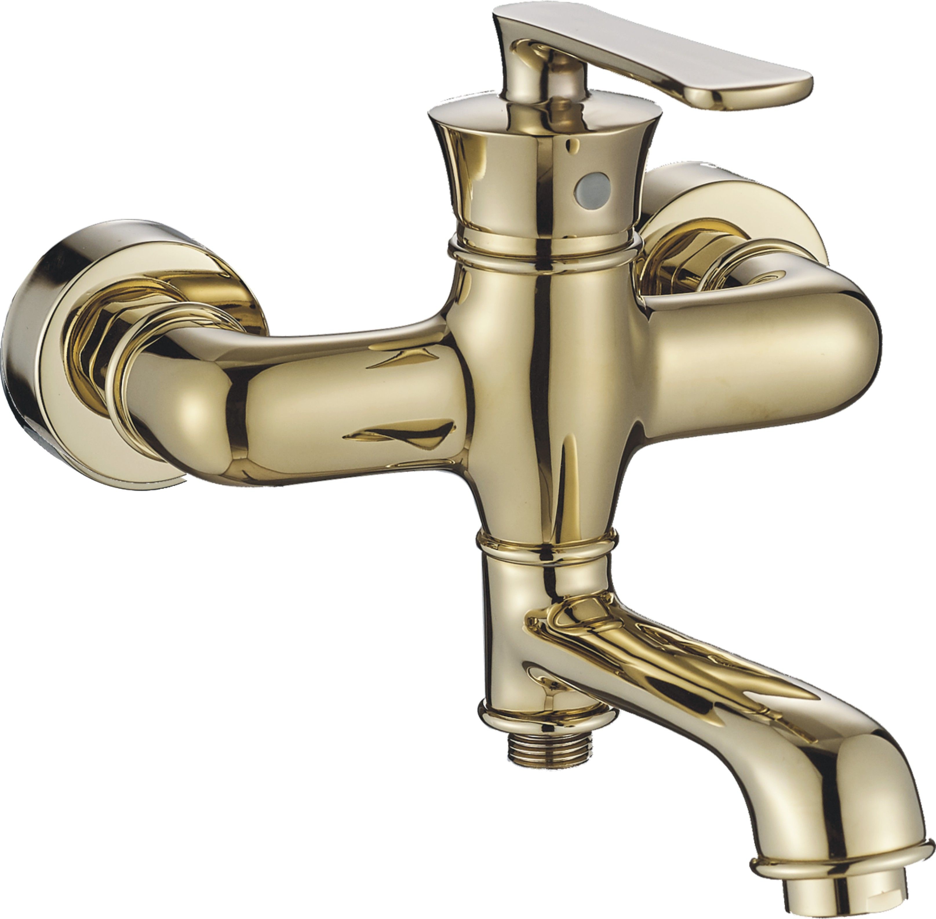 Смеситель для ванны/душа HAIBA однозахватный, хромированный, настенный, излив 229 мм, поворотный, латунь, цвет золото