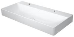 Раковина DURAVIT DuraSquare WonderGliss 100х47х14,5 см, подвесная, прямоугольная, санфарфор, цвет белый, 2 отверстия под 2 смесителя, антигрязевое покрытие, без перелива