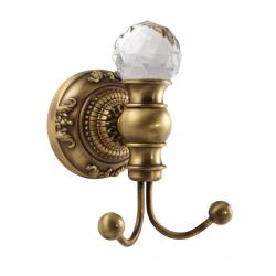 Крючок Migliore Cristalia, с кристаллом Swarovski, двойной, настенный, латунь, форма округлая, для полотенца в ванную/туалет/душевую кабину, цвет бронза