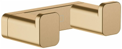 Крючок Hansgrohe AddStoris, двойной, размер 6,6х3,6х2,1 см, настенный, латунь, форма квадратная, для полотенца в ванную/туалет/душевую кабину, цвет шлифованная бронза