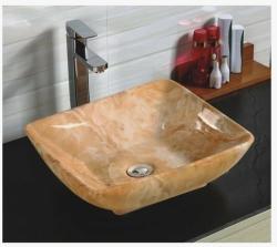 Раковина для ванной CeramaLux MNC 179 41,5х13,5х41,5 накладная, квадратная, керамическая/фарфоровая, цвет светло-коричневый, без отверстия под смеситель, без слива-перелива