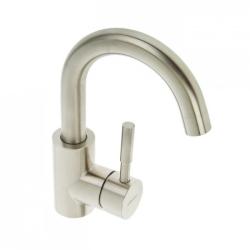 Смеситель для раковины/умывальника Accoona, однорычажный, поворотный, керамический, длина излива 169 мм, нержавеющая сталь, цвет нержавеющая сталь