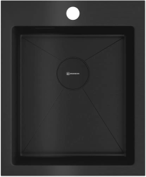 Мойка кухонная Omoikiri Akisame 41-GB, 51х41 см, врезная, из нержавеющей стали, прямоугольная, цвет графит, с отверстием под смеситель, без крыла, слив-перелив, врезная в столещницу, для кухни