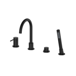 Смеситель для ванны/душа Oliveeka Y Line на борт ванны, однорычажный, поворотный, длина 182 мм, керамический, латунь, цвет черный матовый