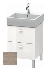 Тумба под раковину Duravit Brioso, 48,4х45,9х57 см, напольная, цвет: сосна серебристая/хром, 2 выдвижных ящика, ДСП, прямоугольная, левая/правая, в ванную комнату