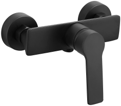 Смеситель для душа Esko Singapore Black однорычажный, керамический, настенный, без излива, без шланга и лейки, латунь, цвет черный матовый, универсальный, горизонтальный, рычажный, кран, комплект, размер, характеристики, высота, расстояни