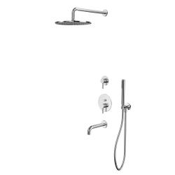 Душевая система встраиваемая Whitecross Y, цвет хром, комплект: однорычажный смеситель/излив/тропический душ (с верхней лейкой)/лейка/держатель лейки/шланг, латунь, скрытого монтажа