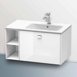 Тумба под раковину Duravit Brioso, 82х47,9х44,2 см, подвесная, 1 выдвижной ящик, с открытой полкой справа, ДСП, цвет: белый глянец/хром, шкафчик навесной, механизм доводчика, прямоугольная, правая, в ванную комнату