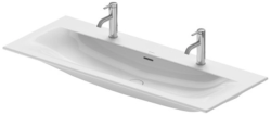 Раковина DURAVIT Viu 123х49х18,5 см, подвесная, прямоугольная, санфарфор, цвет белый, без готовых отверстий, с 2 намеченными отверстиями под смеситель, слив/перелив