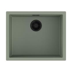 Мойка кухонная Omoikiri Yamakawa 55-U/I-WG, 45,6х55,6 см, врезная, из керамики (Artceramic), прямоугольная, цвет зеленый ветер, без отверстия под смеситель, без крыла, слив-перелив, врезная в столещницу, для кухни