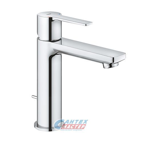 Смеситель для раковины Grohe Lineare New однорычажный, излив короткий, длина 128 мм, керамический, латунь, цвет хром, без донного клапана