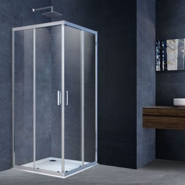 Душевое ограждение Vincea Alpha  100х100х190 см, прозрачное стекло, профиль хром, левое/правое, квадратное/угловое, две двери раздвижные