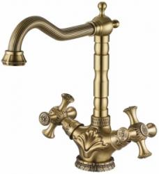 Смеситель для кухни/мойки ZorG A, двухвентильный, поворотный, керамический картридж, длина излива 130 мм, латунь, цвет бронза