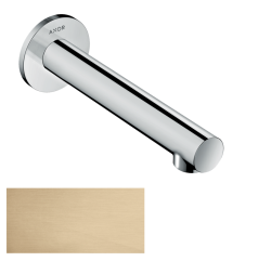 Излив для ванны Axor Uno прямой, без переключателя на душ, настенный, неповоротный, латунь, цвет: шлифованная бронза, округлый, длина излива 17,5 см, встраиваемый/встроенный, для смесителя/ванны/ванной/душевой, без смесителя