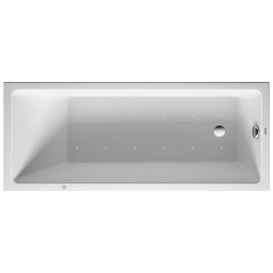 Ванна Duravit Starck 200х100 см гидромассажная, встраиваемая/пристенная, акриловая, цвет: белый, с рамой/сливом-переливом, без фронтальной панели, прямоугольная, с системой гидромассажа Air-System, с двумя наклонами для спины