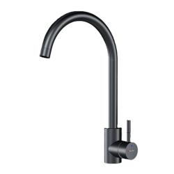 Смеситель для кухни/мойки Am.Pm X-Joy S однорычажный, поворотный, керамический, с высоким изливом, длина 175 мм, нержавеющая сталь, цвет черный