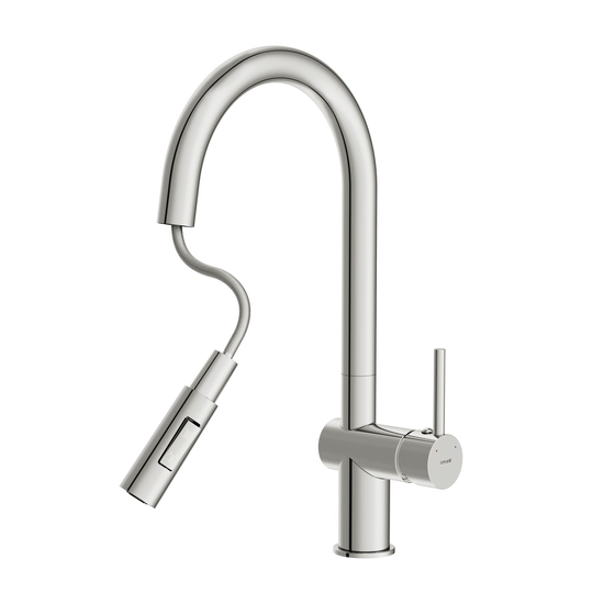 Смеситель для кухни/мойки Cersanit Brasko однорычажный, поворотный/выдвижной излив, керамический, высота 193 мм, длина 219 мм, латунь, цвет хром