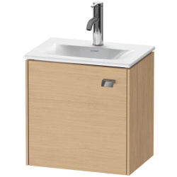 Тумба под раковину Duravit Brioso, 44х31х44,4 см, подвесная, с распашной дверцей, ДСП, цвет: натуральный дуб/хром, шкафчик навесной, прямоугольная, левая, в ванную комнату