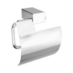 Держатель для туалетной бумаги Lemark Smooth Line с крышкой, цвет хром, настенный, нержавеющая сталь, форма квадратная, для туалета/ванной, бумагодержатель 9721010