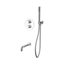 Душевая система встраиваемая Whitecross Y, цвет хром, комплект: термостатический смеситель/излив/лейка/держатель лейки/шланг, латунь, скрытого монтажа