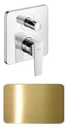 Смеситель для ванны Axor Citterio E однорычажный, скрытого монтажа, настенный/встраиваемый, квадратный, латунный, без излива, керамический, цвет шлифованное золото, без душевого шланга/лейки