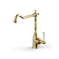 Смеситель для кухни/мойки Bravat Art, однорычажный, керамический, с поворотным изливом, длина излива 232 мм, латунь, цвет бронза