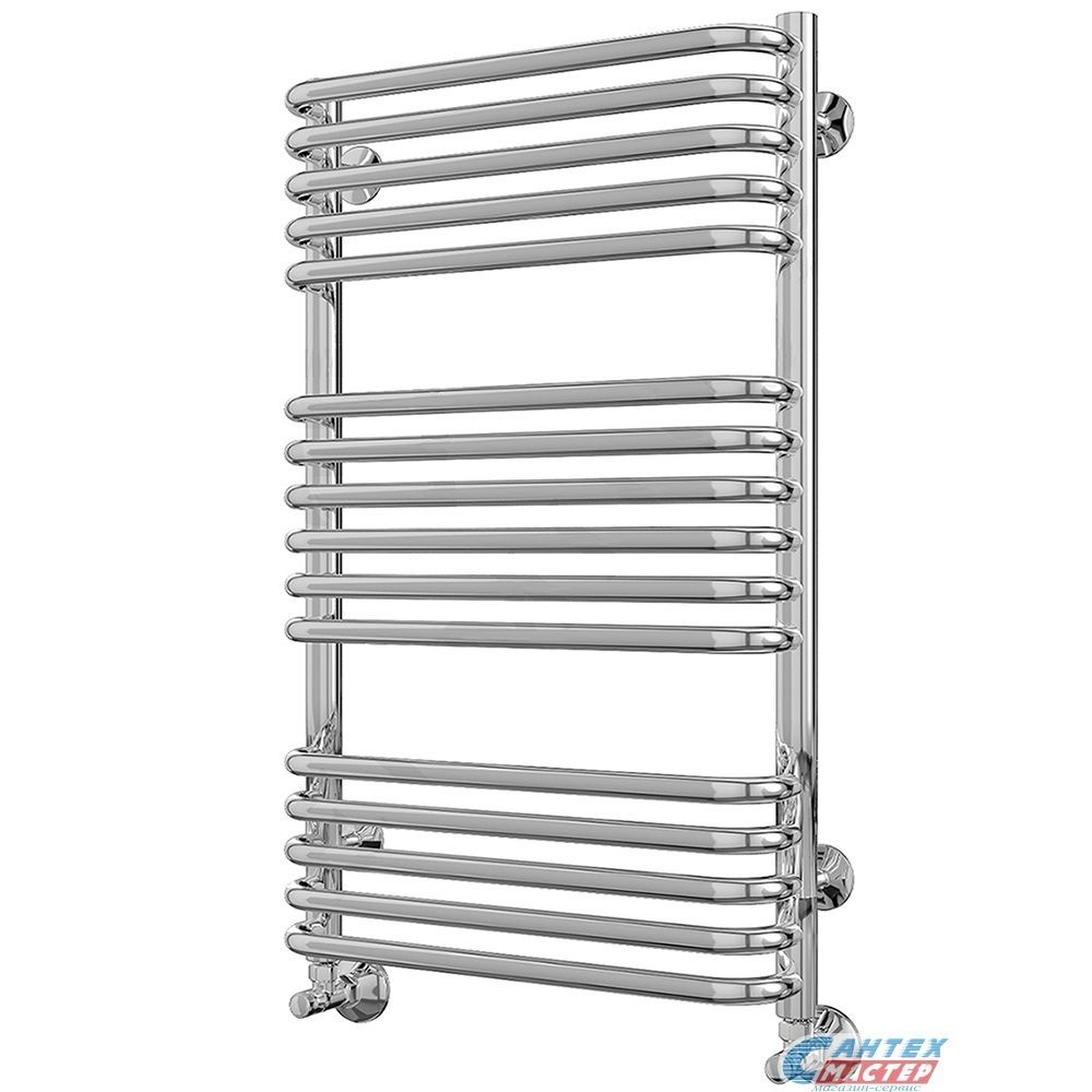 Полотенцесушитель 450x778 мм Terminus Стандарт П16 1/2" дюйма. водяной, боковое подключение, из нержавеющей стали, форма лесенка, настенный, цвет хром, для ванны, вертикальный, к стояку горячей воды, отопления, межосевое расстояние