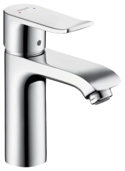 Смеситель для раковины Hansgrohe Metris 110 LowFlow 3,5 л/мин, однорычажный, фиксированный, излив короткий, длина 11,6 см, керамический, латунь, цвет хром, без донного клапана