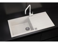 Мойка кухонная ALVEUS GRANITAL CADIT 50 ARCTIC-G11 100х50х20 см, врезная/встраиваемая сверху, с крылом, искусственный гранит, прямоугольная, цвет белый, с отверстием под смеситель, в комплекте с сифоном 1132823