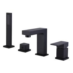 Смеситель для ванны/душа ABBER Daheim на борт ванны, однорычажный, неповоротный, длина излива 125 мм, латунь, цвет черный матовый