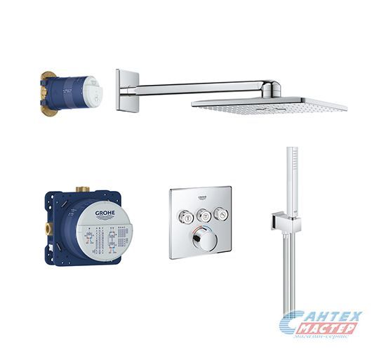 Душевая система Grohe SmartControl Perfect скрытого монтажа с душ. гарнитуром Rainshower SmartActive Cube 310 хром 34712000