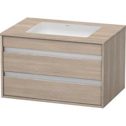 Тумба под раковину для консоли/столешницы Duravit Ketho 100х49,6х55 см, подвесная, ДСП, цвет: сосна серебристая, 2 выдвижных ящика, прямоугольная