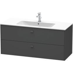 Тумба под раковину Duravit Brioso, 122х47,9x55,3 см, подвесная, 2 выдвижных ящика, ДСП, цвет: графит матовый, шкафчик навесной, механизм доводчика, прямоугольная, правая/левая, в ванную комнату