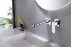 Смеситель для раковины/умывальника ABBER Insel скрытого монтажа, однорычажный, квадратный, неповоротный, длина излива 183 мм, латунь, цвет хром