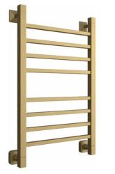 Полотенцесушитель Двин J Plaza 80/50, водяной (К3 квадрат золотой матовый), универсальное подключение, нержавеющая сталь, настенный, форма лесенка, цвет золотой матовый, к отоплению и ГВС, для отопления, обогрева в ванной