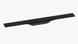 Решетка Hansgrohe RainDrain Flex 70, для пристенного монтажа, для душевого трапа, укорачиваемый, 70х6 см, цвет матовый черный, для душа в пол, нержавеющая сталь, прямоугольная