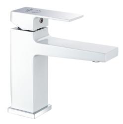 Смеситель для раковины/умывальника VIEIR, однорычажный, неповоротный, керамический, длина излива 121 мм, латунь, цвет белый