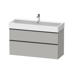 Тумба под раковину Duravit D-Neo, 101х46,2х62,5 см, подвесная, 2 выдвижных ящика, ДСП, цвет: бетонно-серый, шкафчик навесной, прямоугольная, правая/левая, в ванную комнату