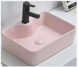 Раковина для ванной CeramaLux NC 7291MP-3 48х13х37 накладная, прямоугольная, керамическая/фарфоровая, цвет розовый, с отверстием под смеситель, без слива-перелива