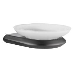 Мыльница ABBER Nord настенная, нержавеющая сталь/стекло, подвесная, округлая, для душа/ванны/мыла, в ванную комнату, цвет матовое стекло/никель AA1558NG