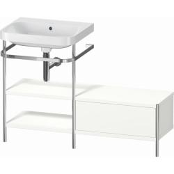 Консоль с раковиной Duravit Happy D.2 Plus c-bonded, 120х49х85 см, напольная, металл/ДСП 1 выдвижной ящик, 2 полки, правая, цвет: белый шелковисто-матовый /умывальник, цвет белый, керамика, без отверстия под смеситель