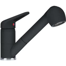 Смеситель для кухни/мойки Franke Novara Plus Pull-Out, однорычажный, поворотный, керамический картридж, выдвижной шланг, длина излива 195 мм, латунь, цвет оникс