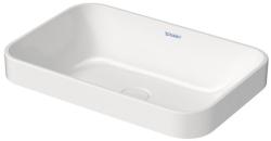 Раковина DURAVIT Happy D.2 Plus WonderGliss 60х40х16,5 см, накладная, прямоугольная, санфарфор, цвет белый, без отверстия/площадки под смеситель, антигрязевое покрытие, без перелива