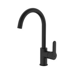 Смеситель для кухни/мойки Iddis Cuba однорычажный, керамический, с высоким изливом, длина 183,5 мм, латунь, цвет черный/матовый, кухонный, вертикальный, однорукий, одноручный, однозахватный, одноручковые, кран, комплект, сантехника, водопроводные