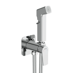 Смеситель с гигиеническим душем Cersanit CITY встраиваемый однорычажный на стену, латунный, цвет глянцевый хром, керамический