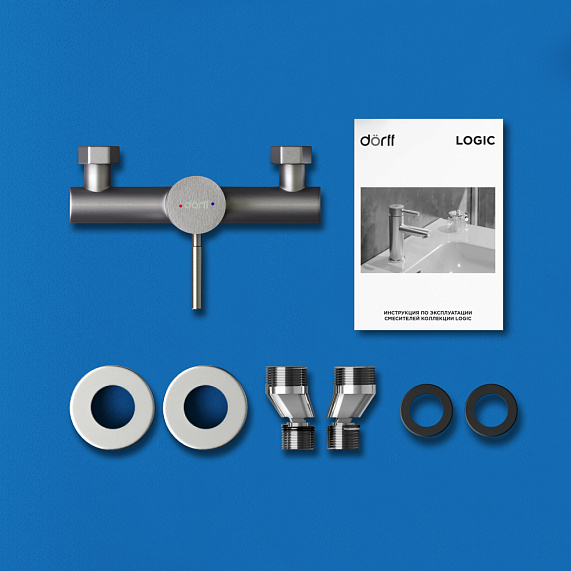 Смеситель для душа Dorff Logic однорычажный, цвет никель, нержавеющая сталь, без излива/лейки/шланга