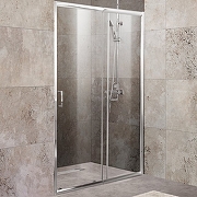 Душевой уголок BelBagno Unique, 135х90 см, без поддона, прямоугольный, угловой, стекло текстурное, (без сифона) без крыши, раздвижной, стеклянный, алюминиевый профиль (хром)