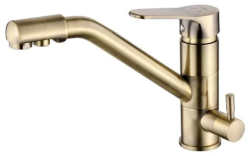 Смеситель для кухни/мойки VIEIR, биканальный, однорычажный, поворотный, керамический, длина излива 237 мм, латунь, цвет бронза