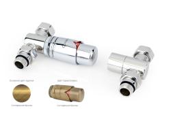 Автоматический терморегулятор Сунержа прямой G 1/2" НР х G 3/4" набор, цвет состаренная бронза