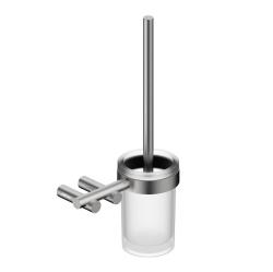 Ершик для унитаза ABBER Osten 316 настенный, материал нержавеющая сталь/стекло/пластик, для туалета/унитаза, цвет сталь брашированная/матовое стекло AA1832BST